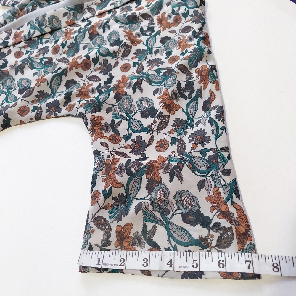 Womens Kimono Jacket Cardigan Medium Green Floral Blazer Light Chiffon Polyester - Picture 12 of 16
